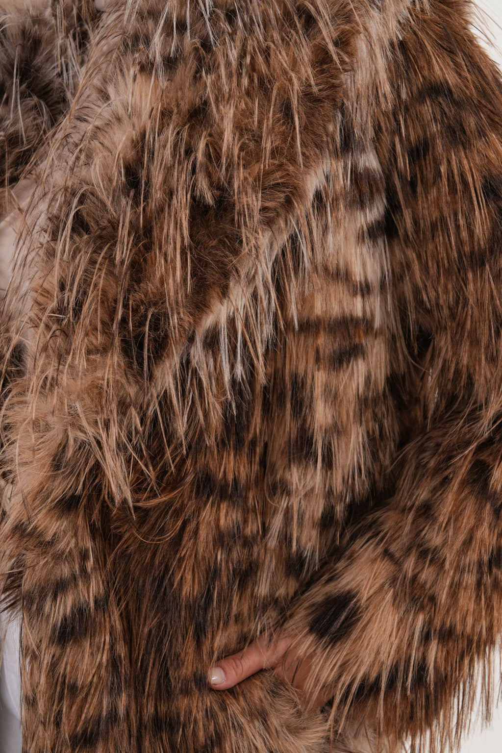 Fringed Faux Fur Coat