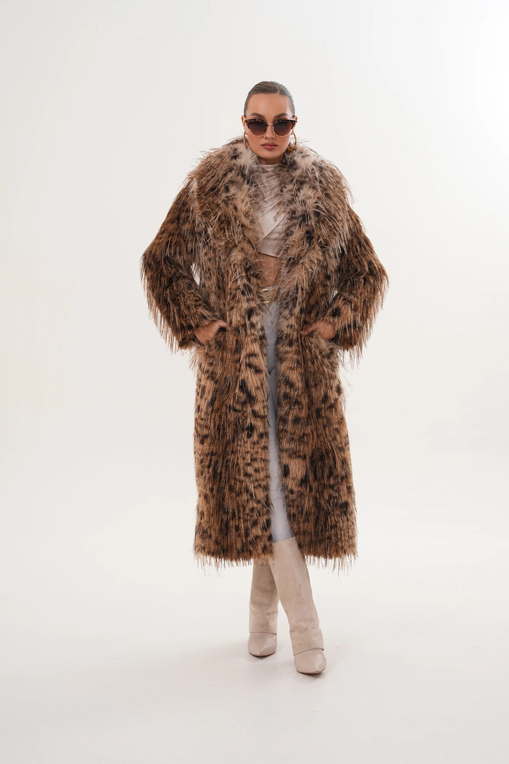 Fringed Faux Fur Coat
