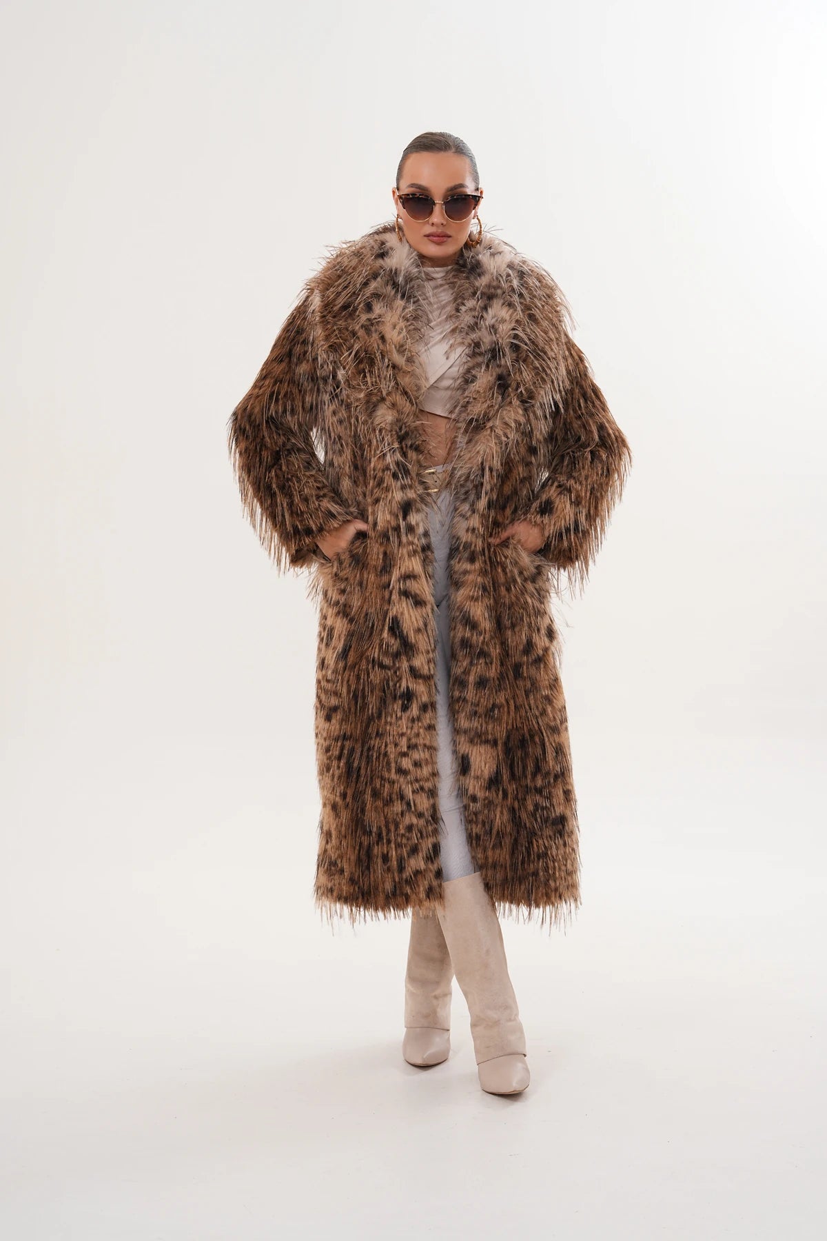 Fringed Faux Fur Coat