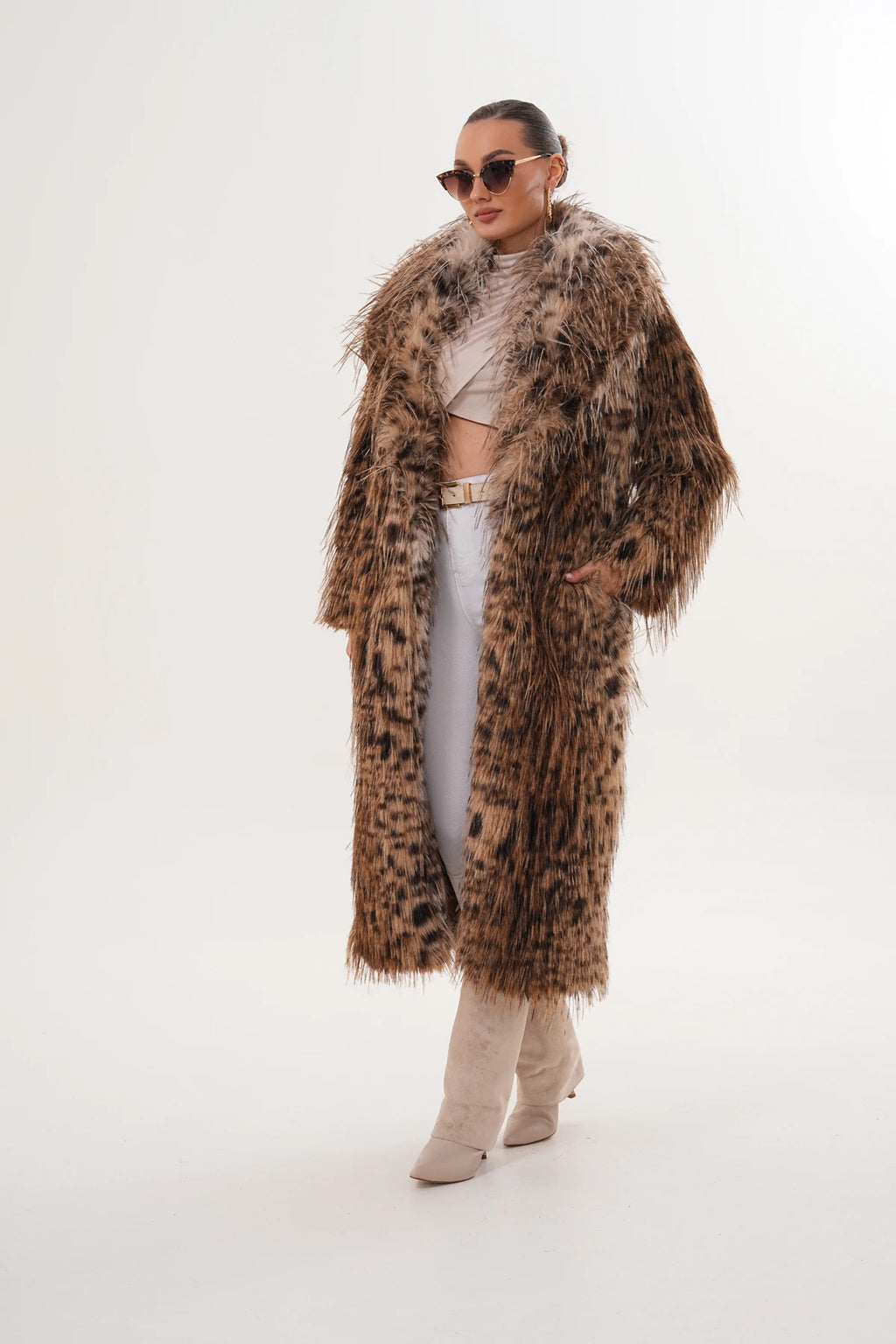 Fringed Faux Fur Coat