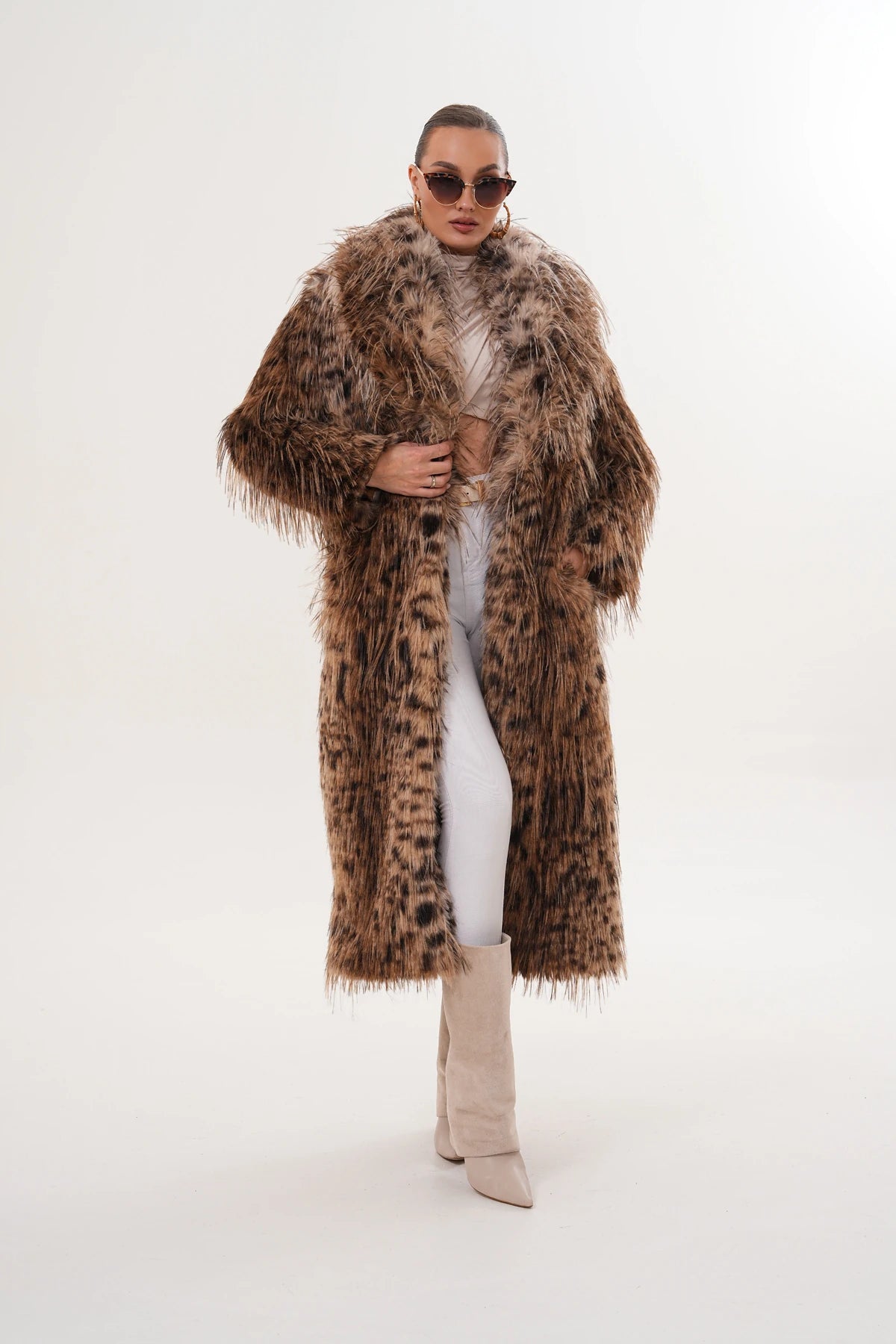 Fringed Faux Fur Coat