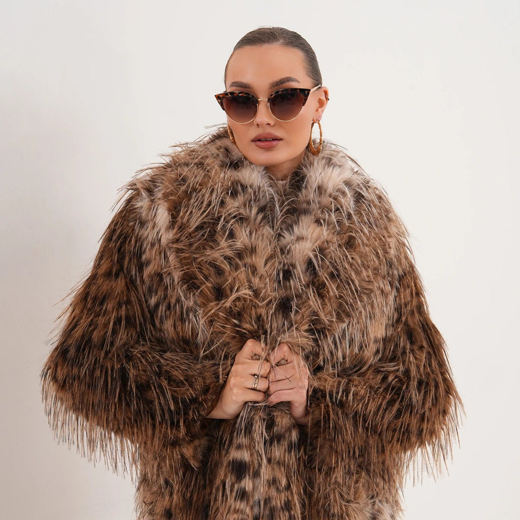 Fringed Faux Fur Coat