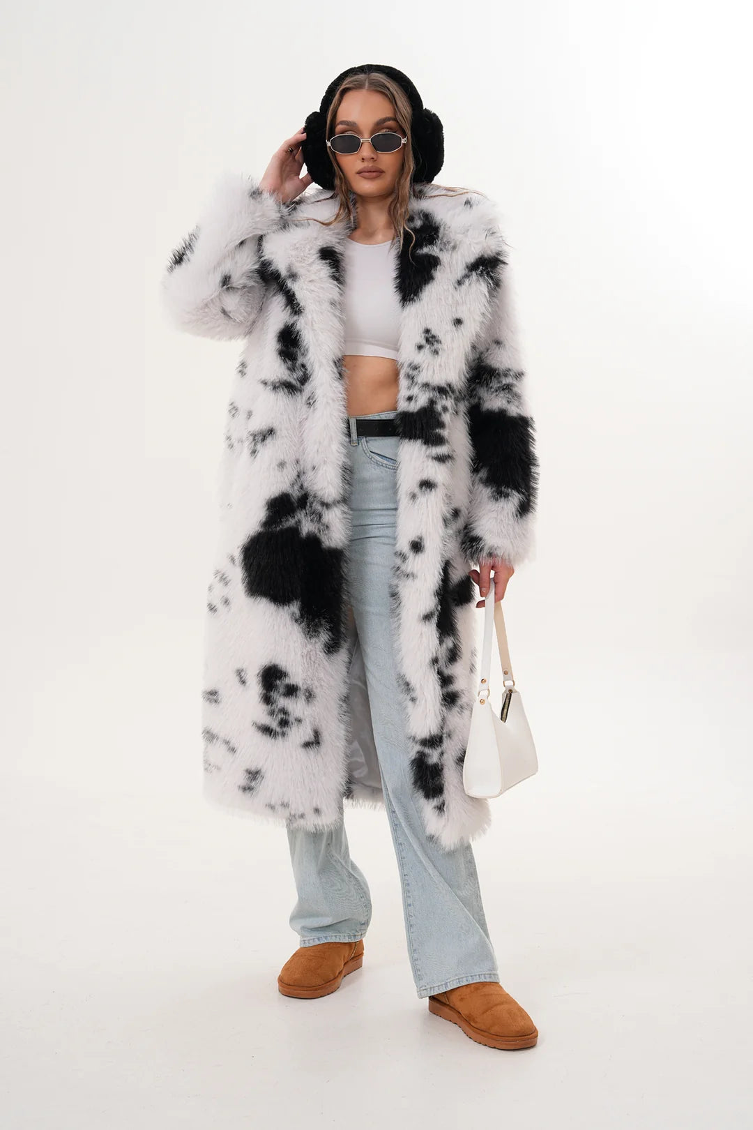Patchwork Black Faux Fur Coat
