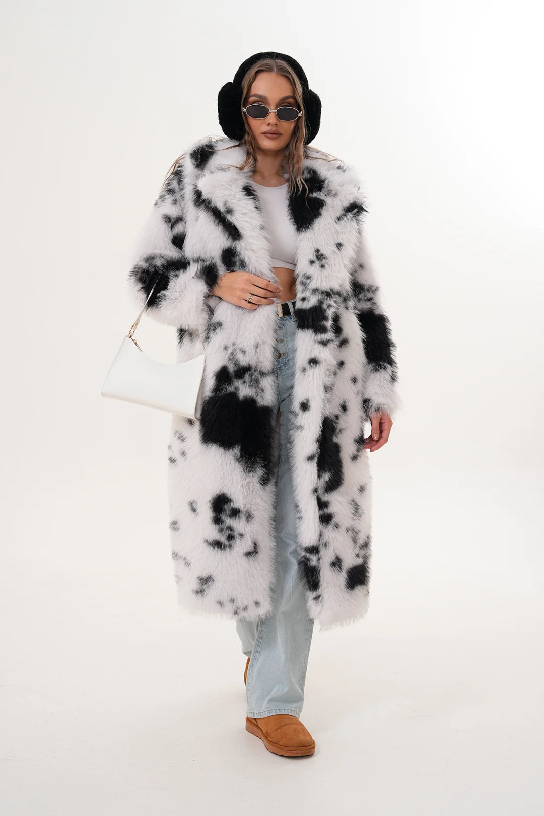 Patchwork Black Faux Fur Coat