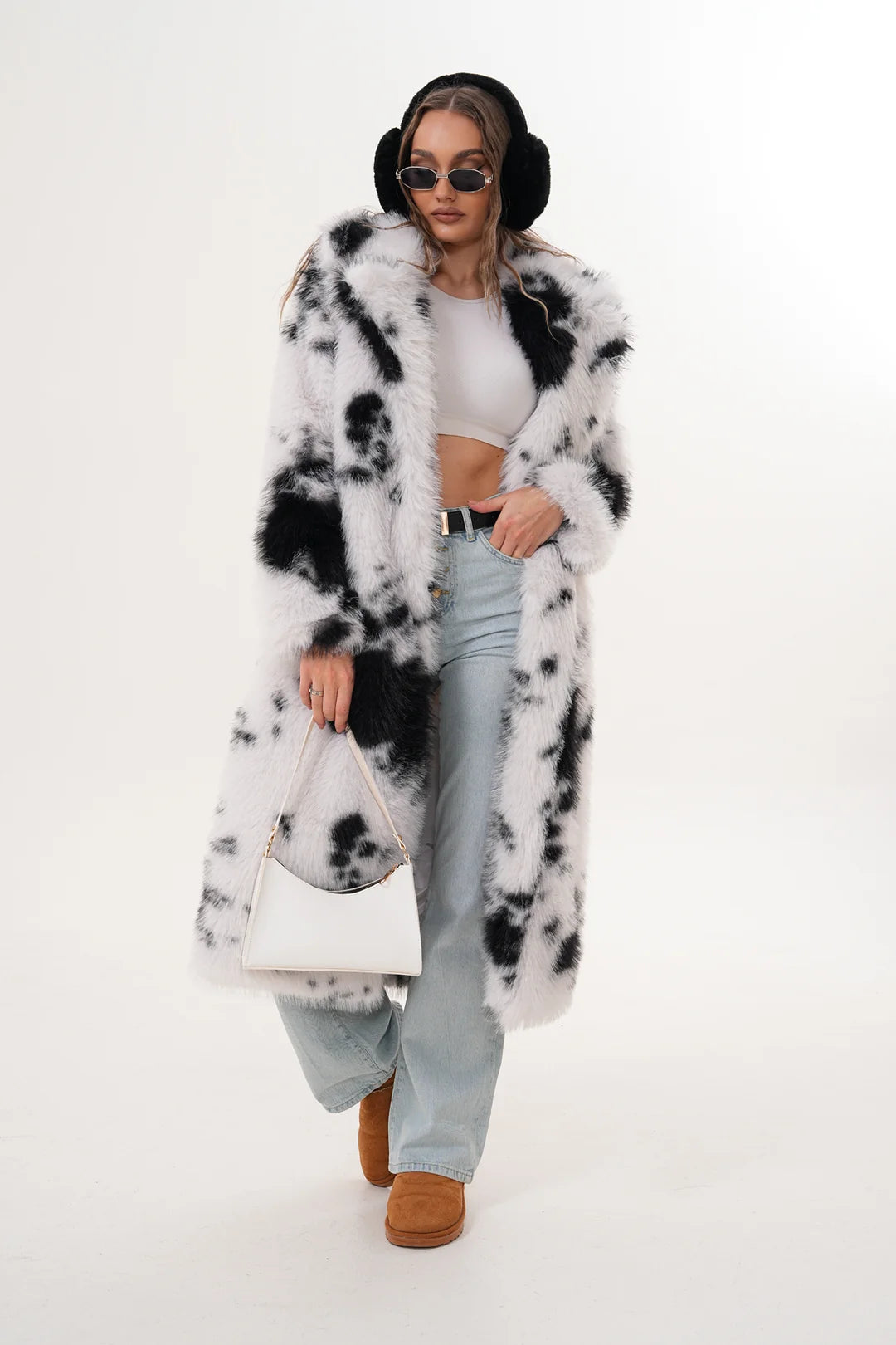 Patchwork Black Faux Fur Coat
