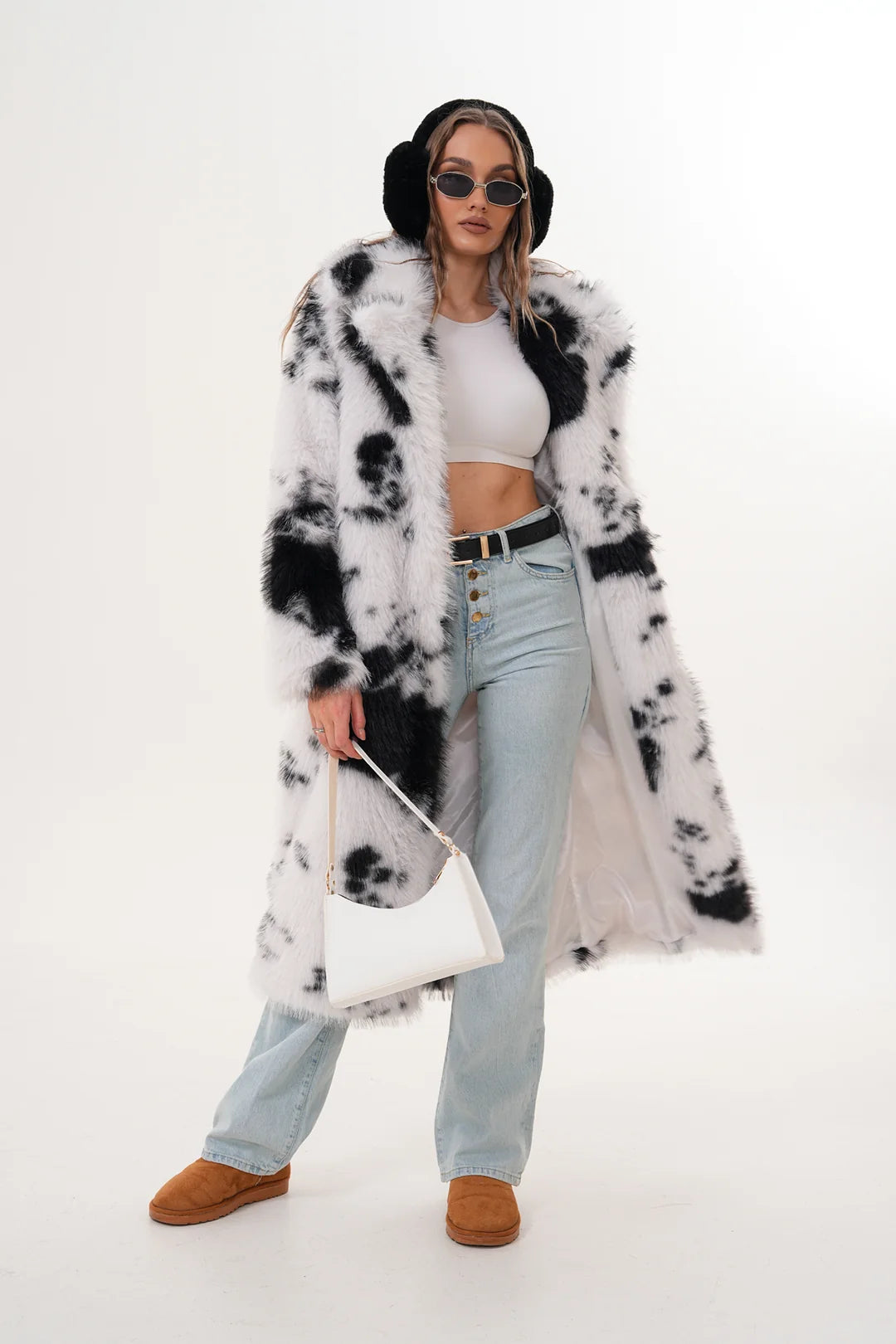 Patchwork Black Faux Fur Coat