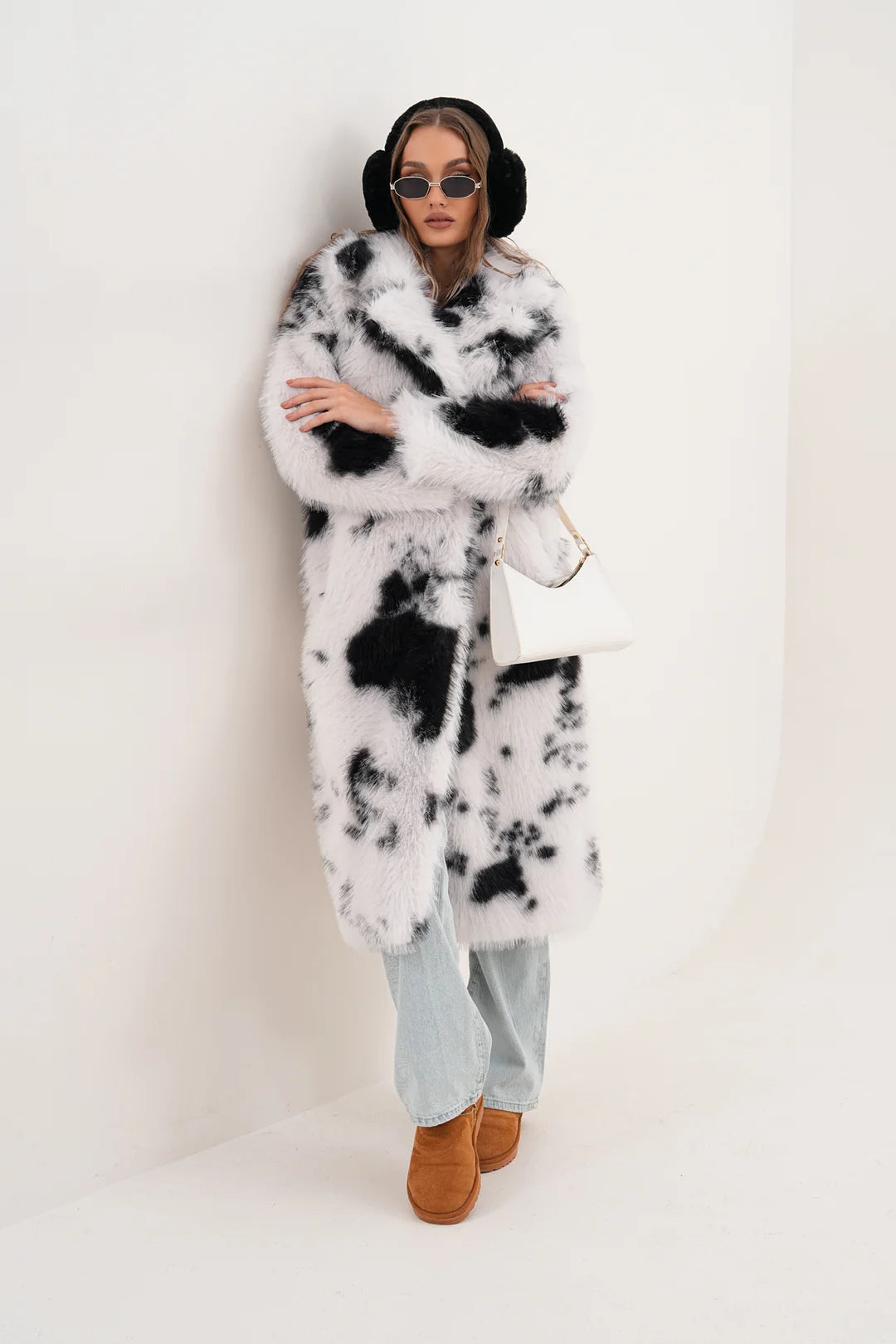 Patchwork Black Faux Fur Coat