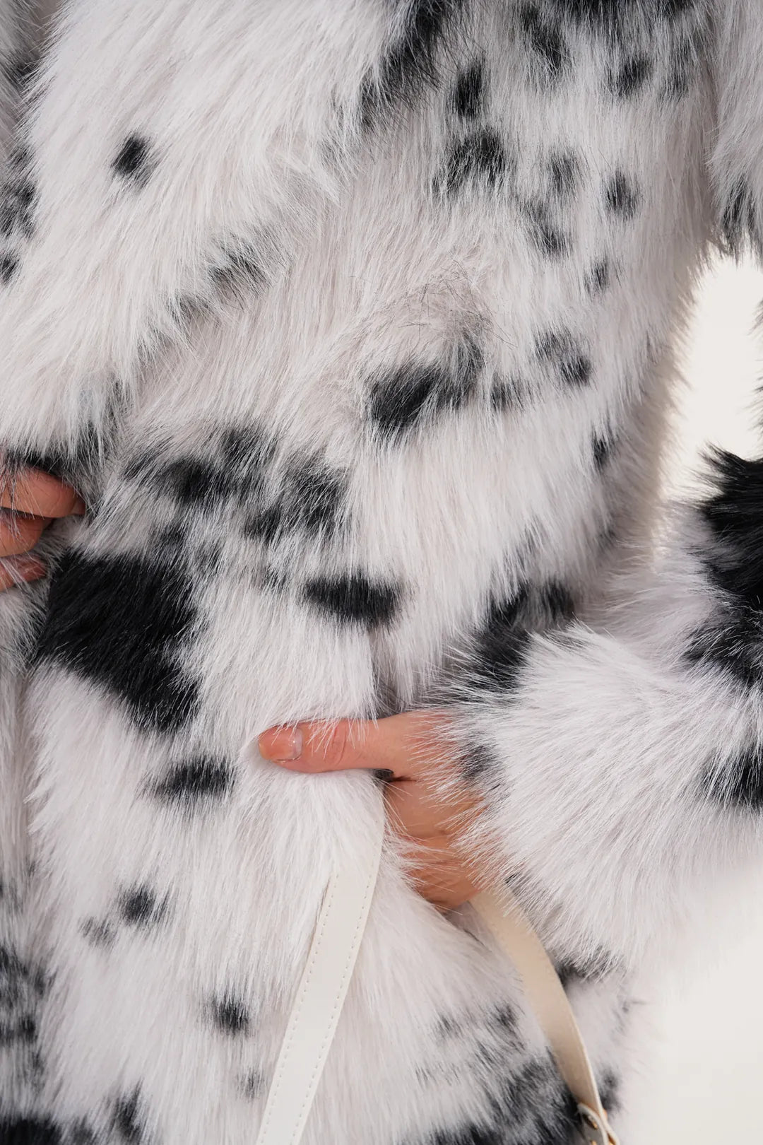 Patchwork Black Faux Fur Coat