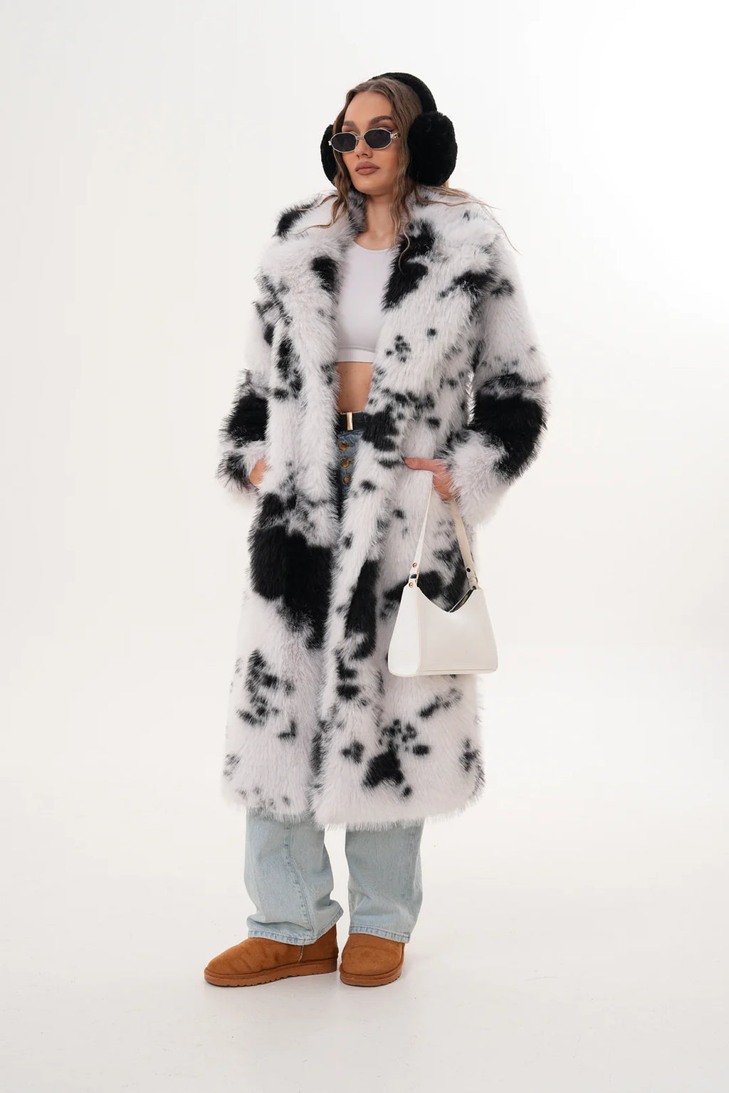 Patchwork Black Faux Fur Coat