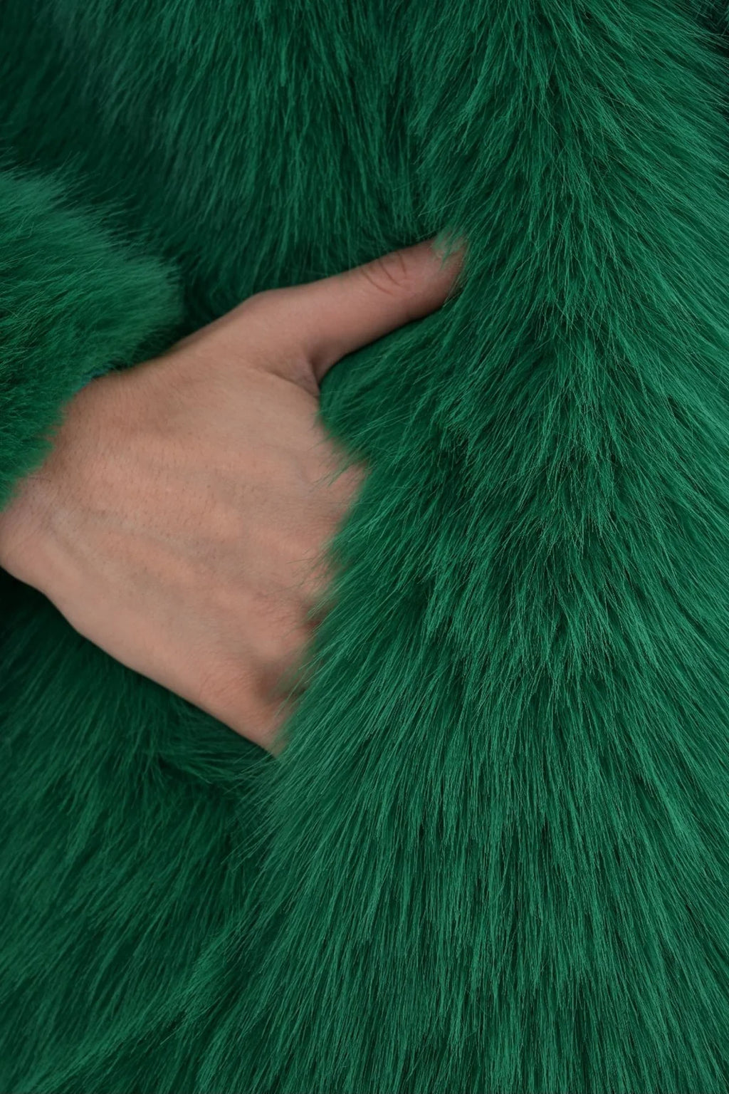 Green Full-Length Faux Fur Coat