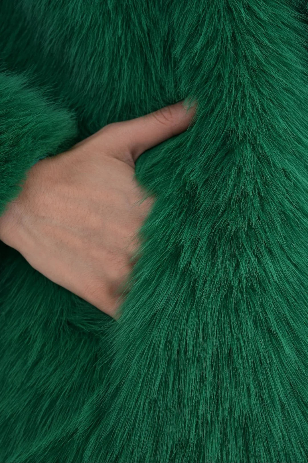 Green Full-Length Faux Fur Coat