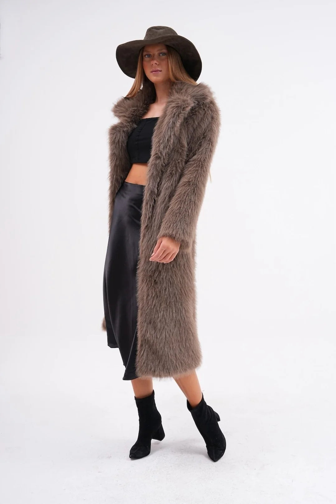Mink Full-Length Faux Fur Coat