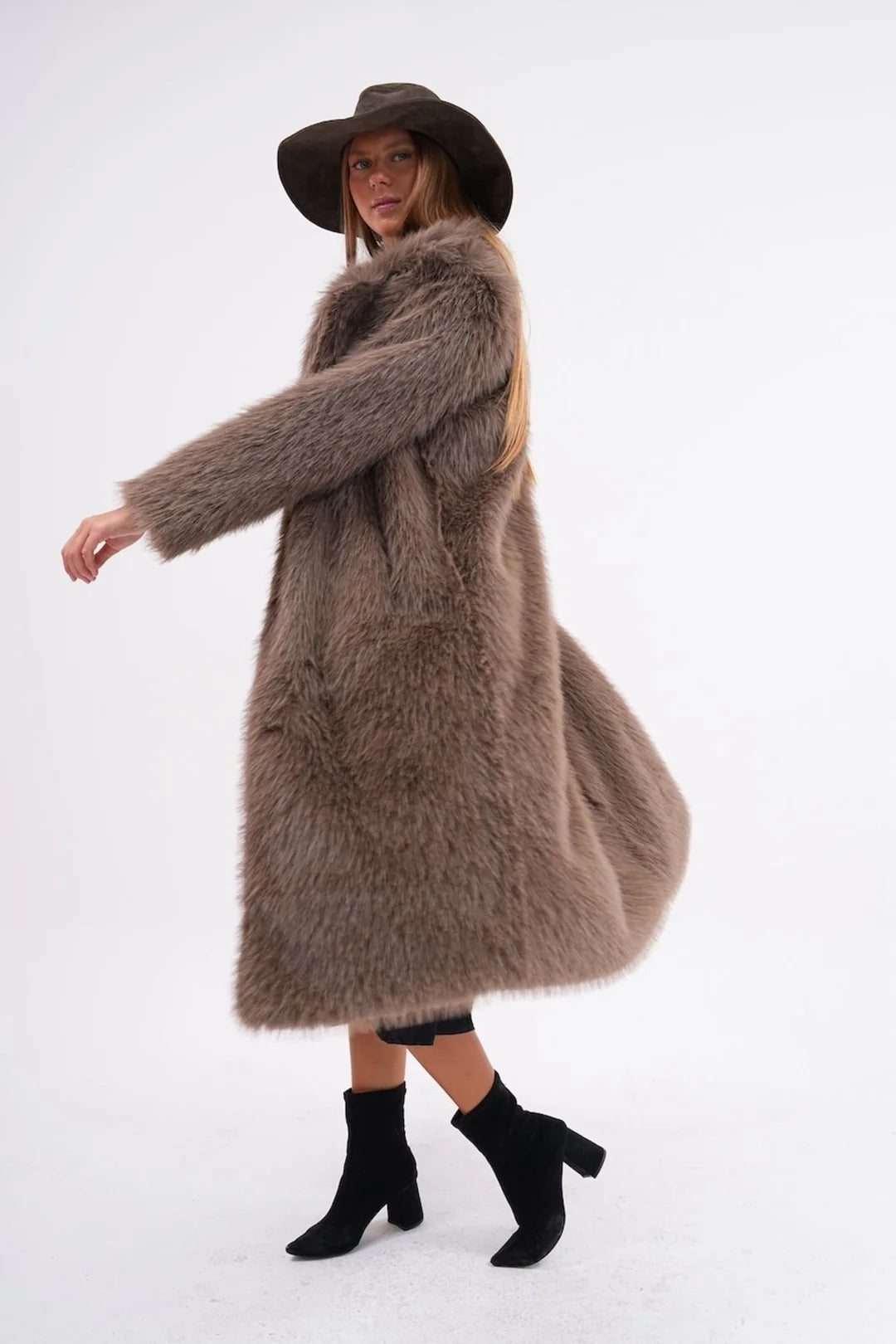 Mink Full-Length Faux Fur Coat