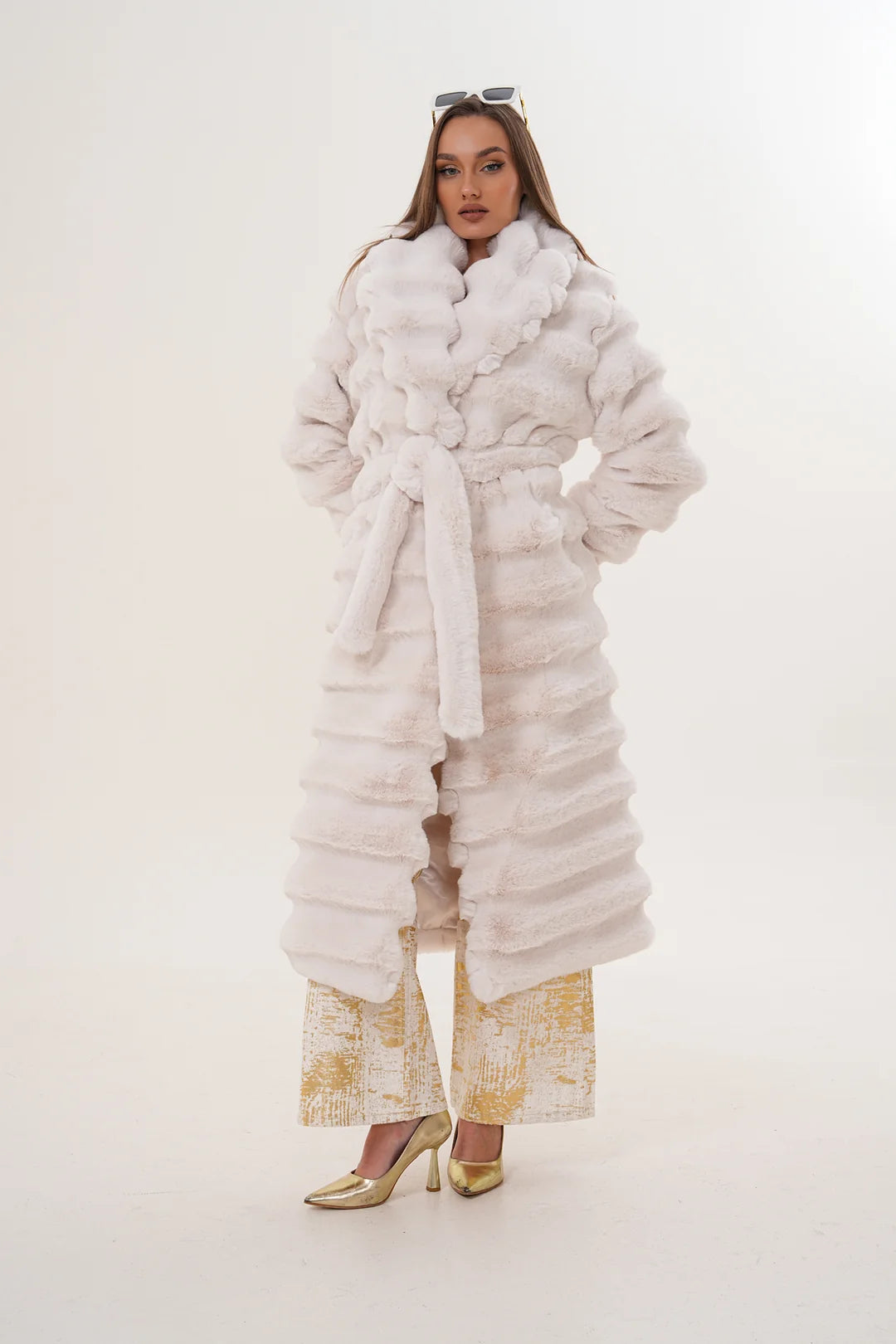 Long Chinchilla-Style Faux Fur Coat
