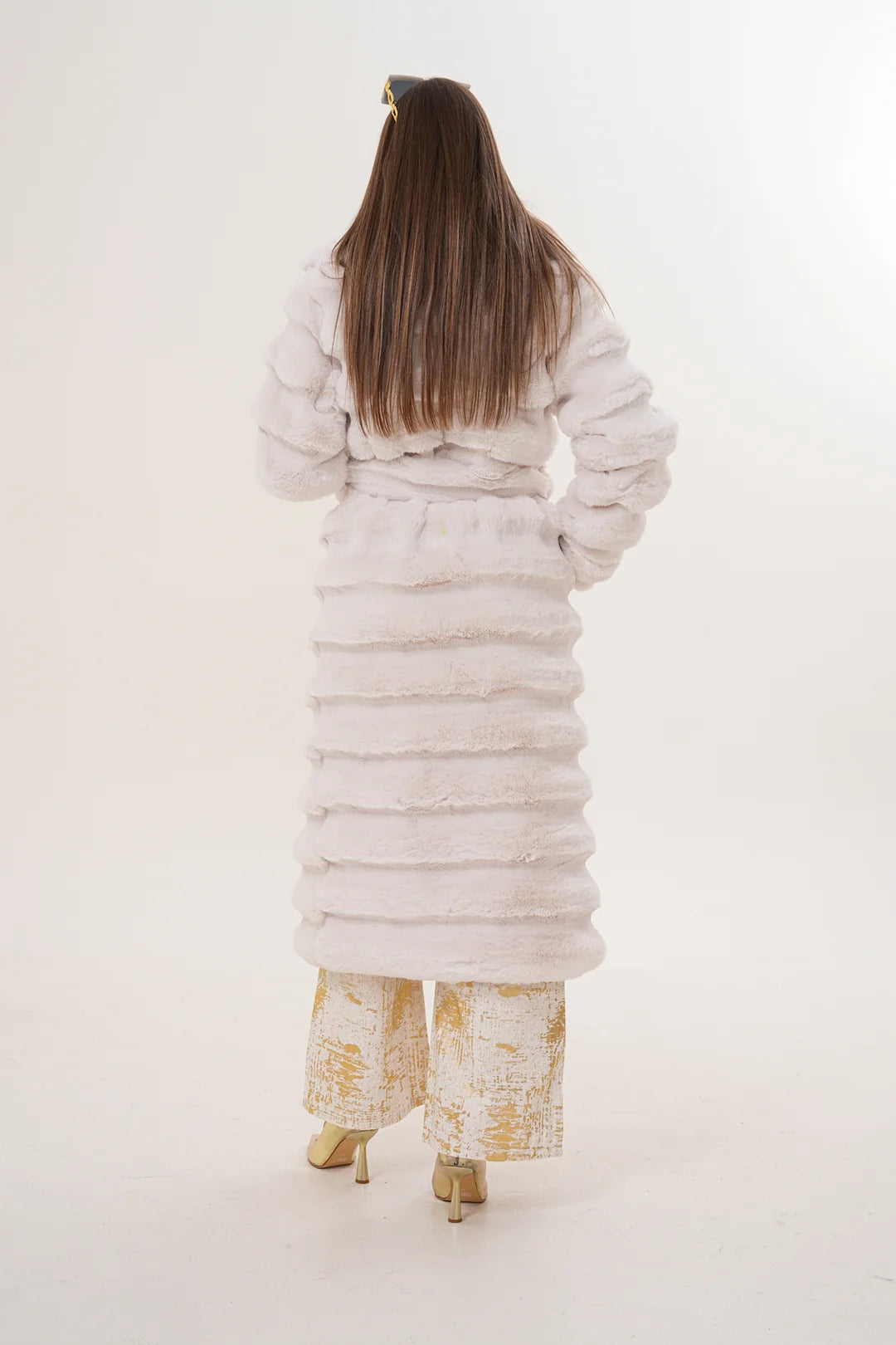 Long Chinchilla-Style Faux Fur Coat