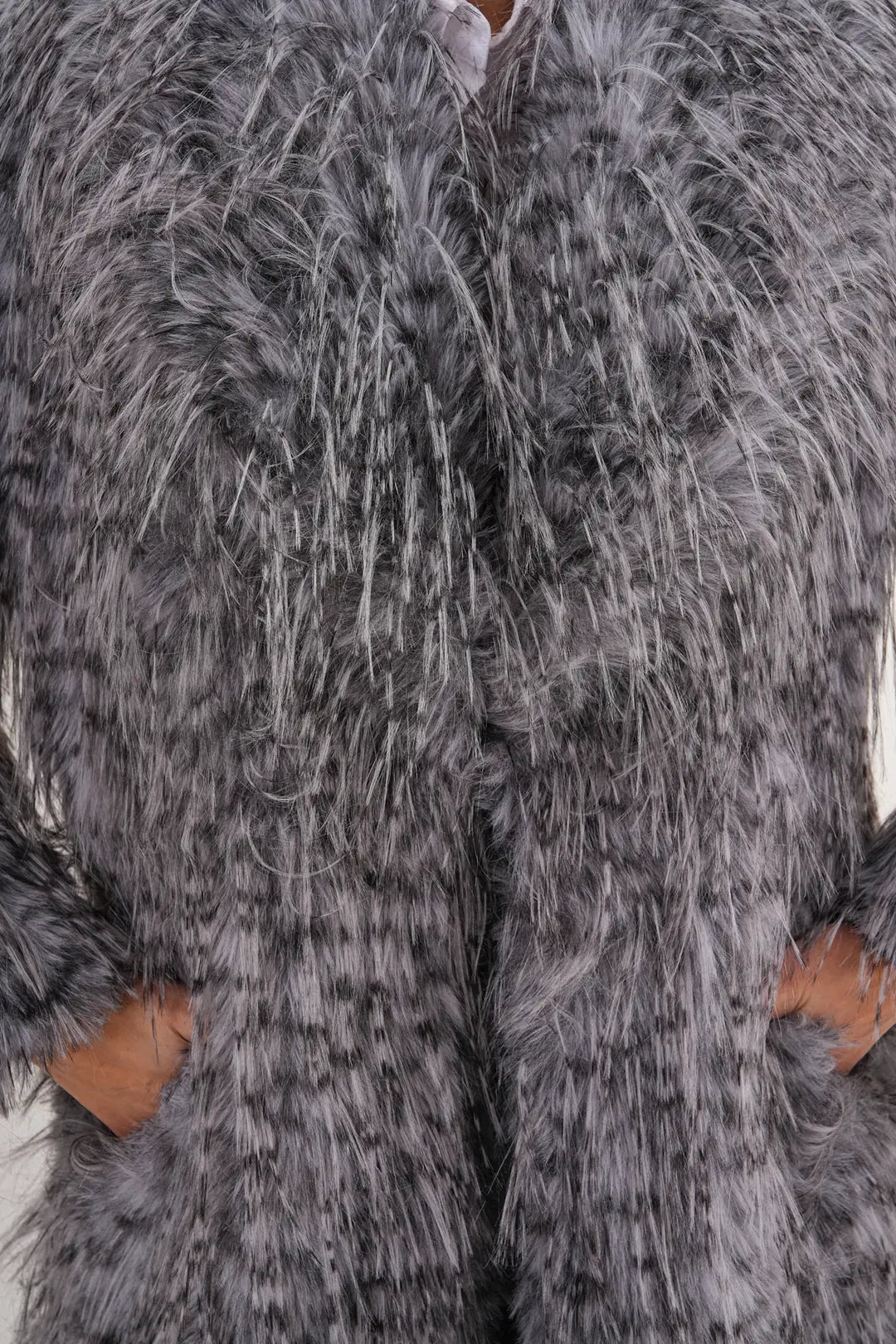Fringed Faux Fur Coat