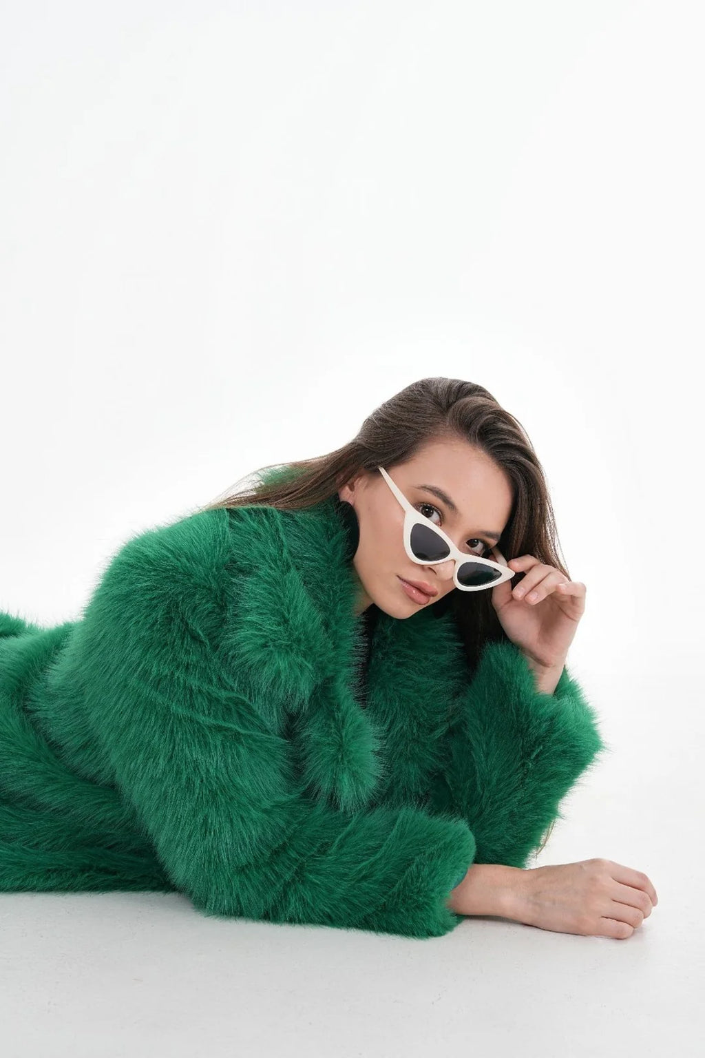 Green Full-Length Faux Fur Coat