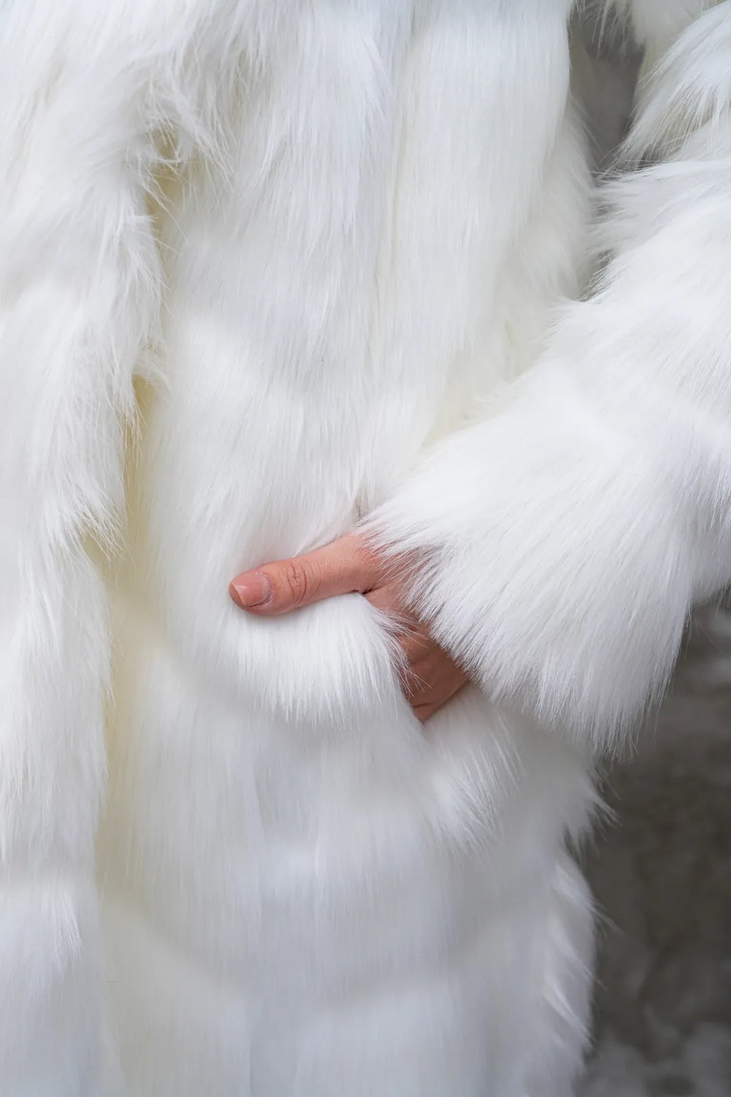 Carla Full-Length Long Hair Faux Fur Coat – White | Luxury Winter Statement Coat